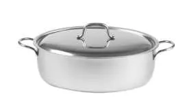 Casseruola ovale con coperchio inox cm 32 Omra