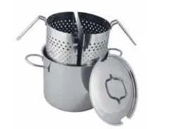 Spaghettiera con 2 cestelli multiuso con coperchio piano cm 24 mod inox Omra