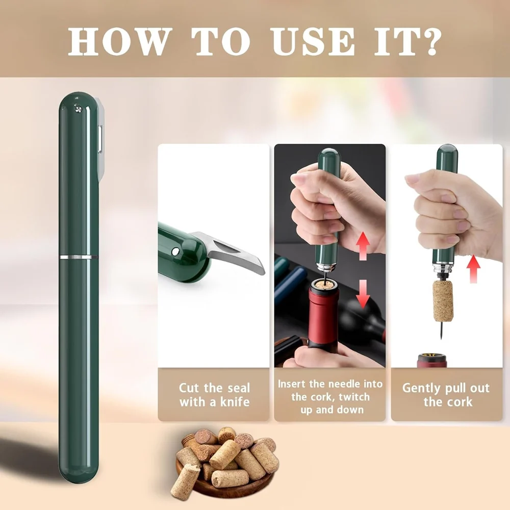 Apribottiglie Pressione Aria Con Tagliacapsule Cavatappi Pompa Regalo Amanti Vino Casa
