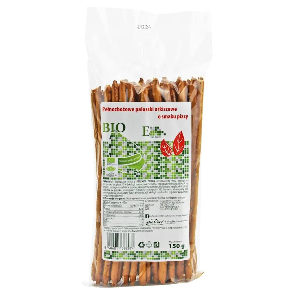 Bastoncini di farro integrale al gusto di pizza BIO 150 g - ENVOY