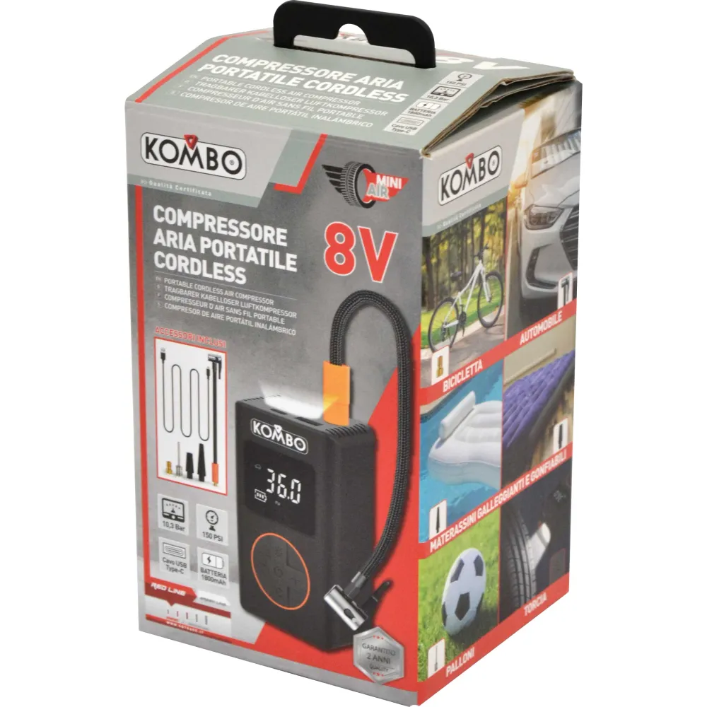 Compressore aria portatile cordless 8v