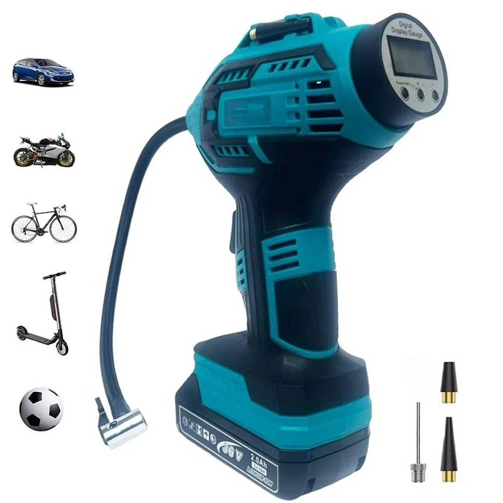 Compressore Aria Portatile Doppia Batteria Litio 36 V Digitale Ruote Auto Moto