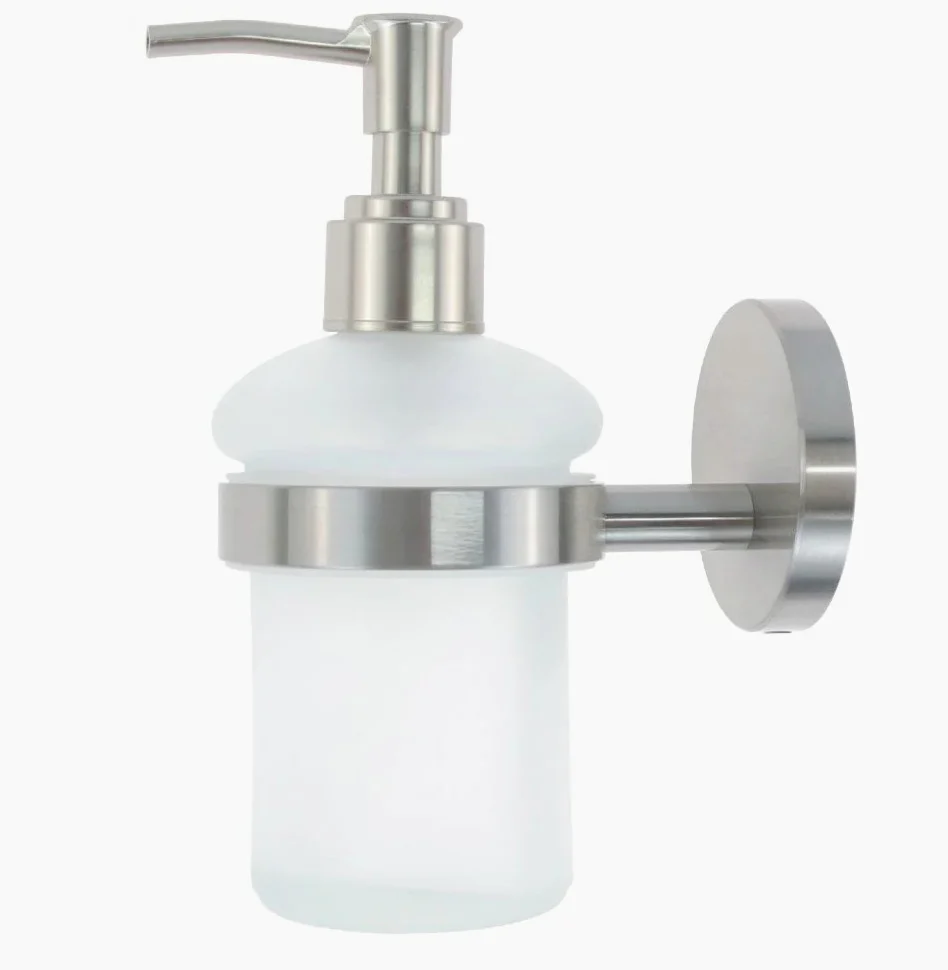 Dispenser sapone Aria – acciaio satinato e vetro satinato