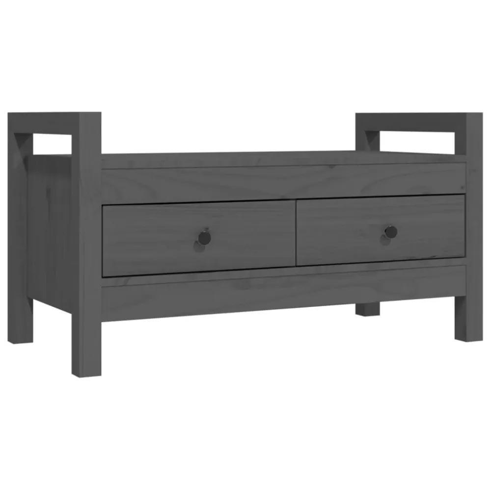 Panca da Ingresso Grigio 80x40x43 cm Legno Massello di Pino