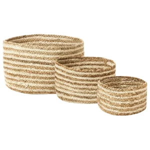 Set di 3 ceste iuta naturale e camoscio KAHU