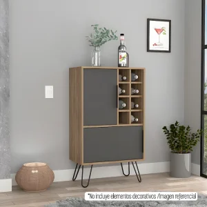 Mobile bar basso Vegas, con otto portabottiglie 104,1 cm H X 60,9 cm L X 34 cm P Miele / Piombo Stackabile
