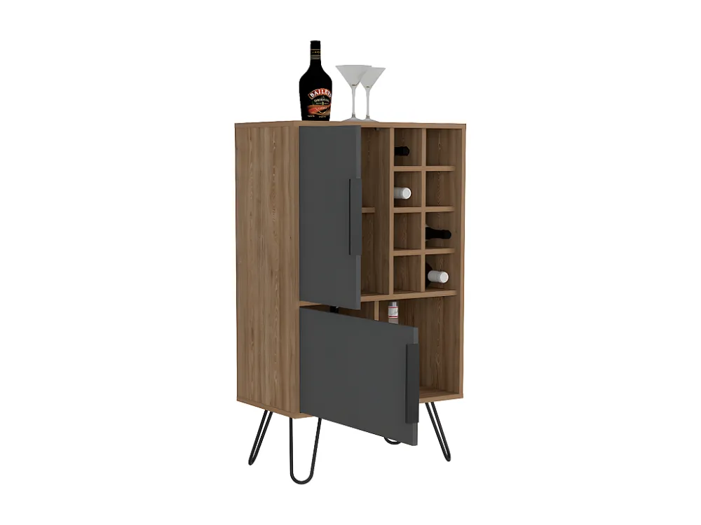 Mobile bar basso Vegas, con otto portabottiglie 104,1 cm H X 60,9 cm L X 34 cm P Miele / Piombo Stackabile