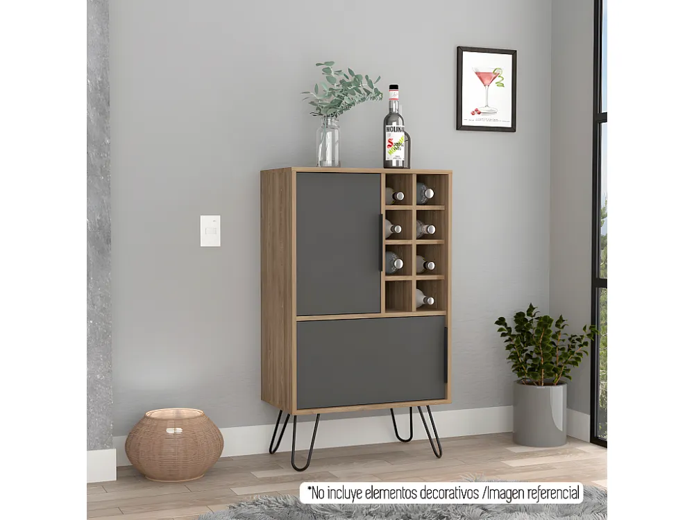 Mobile bar basso Vegas, con otto portabottiglie 104,1 cm H X 60,9 cm L X 34 cm P Miele / Piombo Stackabile