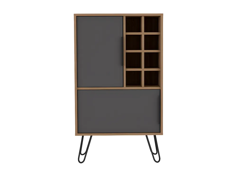 Mobile bar basso Vegas, con otto portabottiglie 104,1 cm H X 60,9 cm L X 34 cm P Miele / Piombo Stackabile