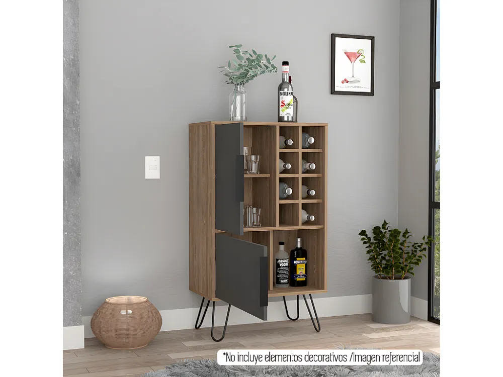 Mobile bar basso Vegas, con otto portabottiglie 104,1 cm H X 60,9 cm L X 34 cm P Miele / Piombo Stackabile
