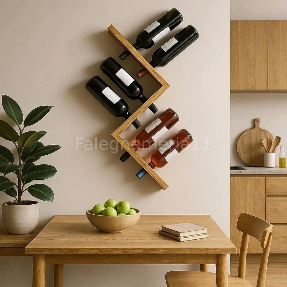 Cantinetta Portabottiglie da Parete Legno Massiccio – Design Artigianale