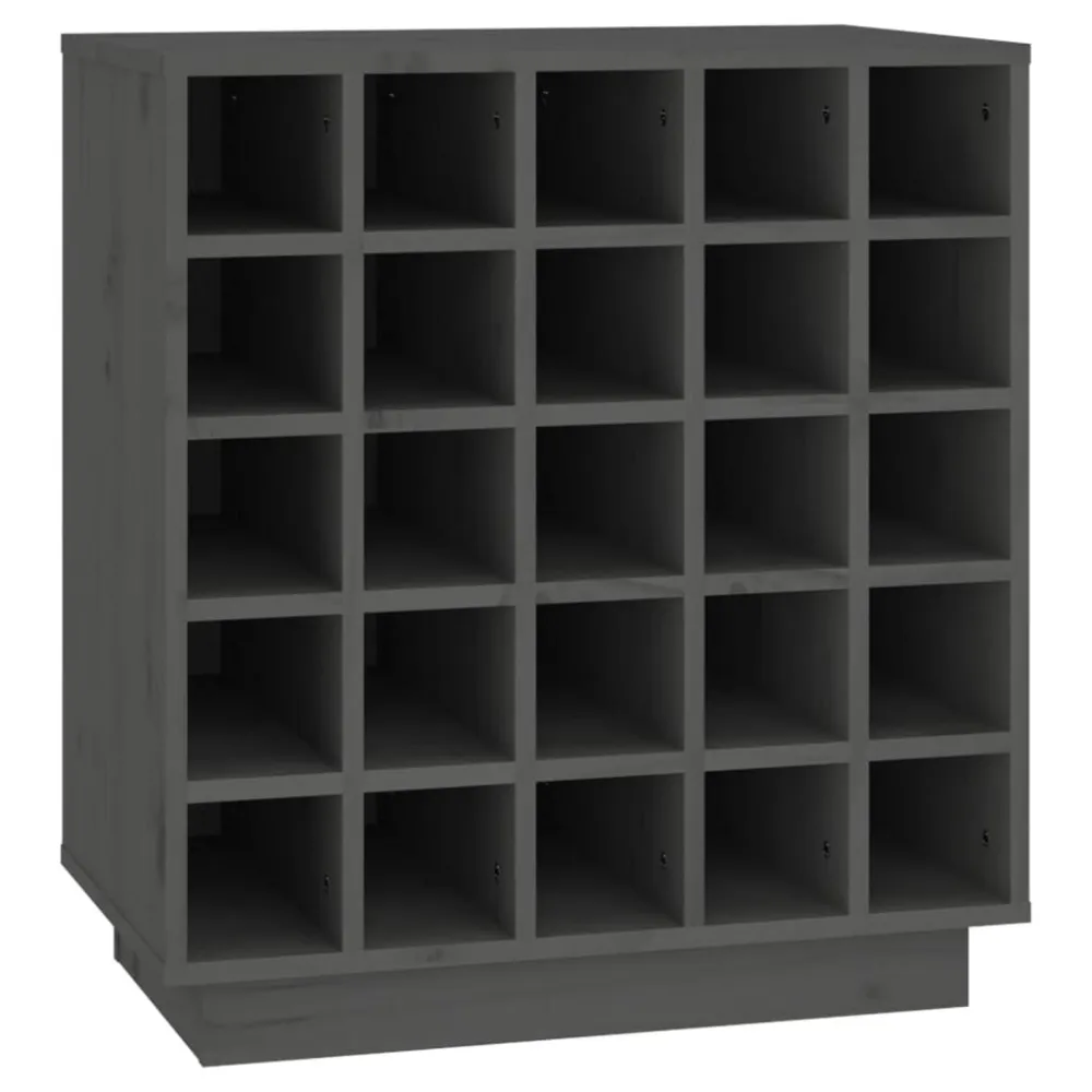 Portabottiglie Grigio 55,5x34x61 cm Legno Massello di Pino