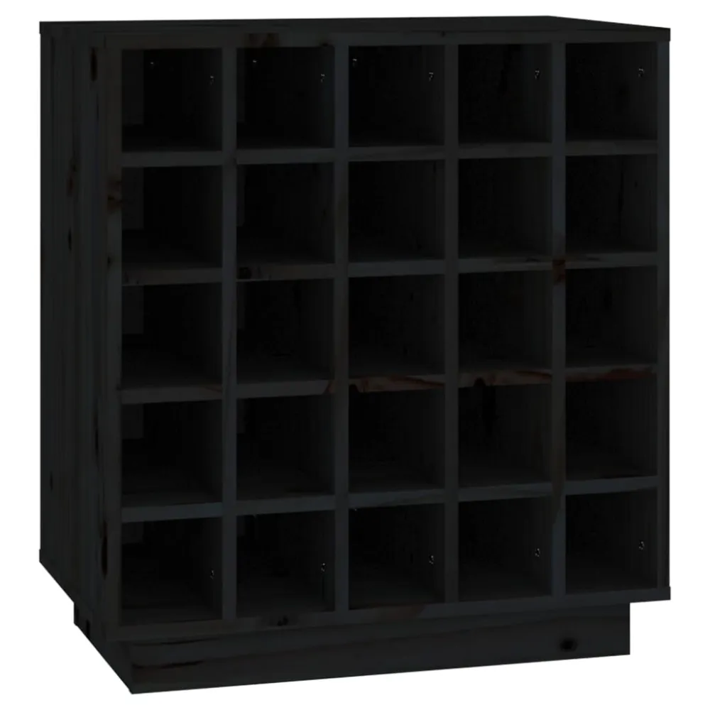Portabottiglie Nero 55,5x34x61 cm Legno Massello di Pino