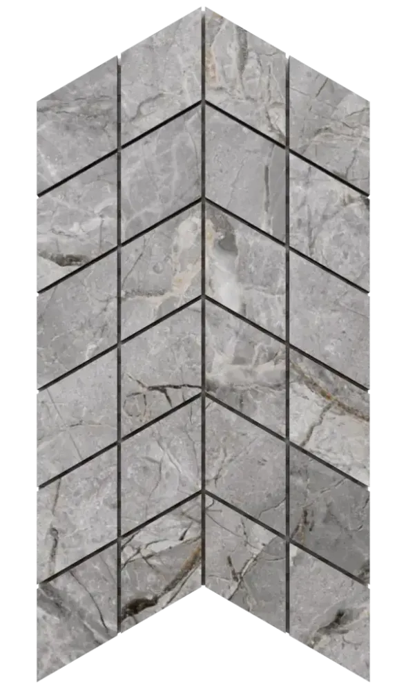 Porcelain stoneware mosaic on maglia bathroom or kitchen 17.2 cm x 29.8 cm - White polished arrow 1