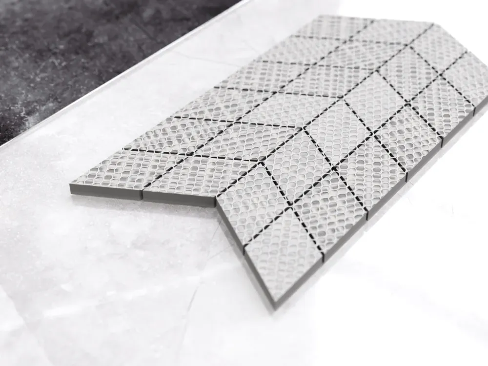 Porcelain stoneware mosaic on maglia bathroom or kitchen 17.2 cm x 29.8 cm - White sugar arrow 1