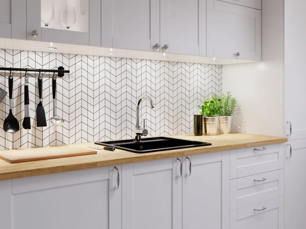 Porcelain stoneware mosaic on maglia bathroom or kitchen 17.2 cm x 29.8 cm - White sugar arrow 1