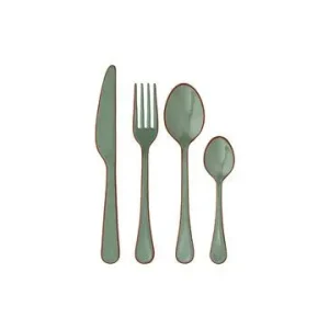 Posate acciaio inox e smalto verde bianco Madam Stoltz - 5cm