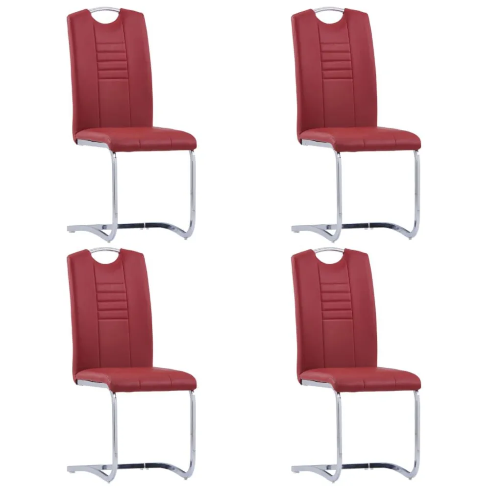 Sedie da Pranzo Sbalzo 4 pz Rosse Similpelle