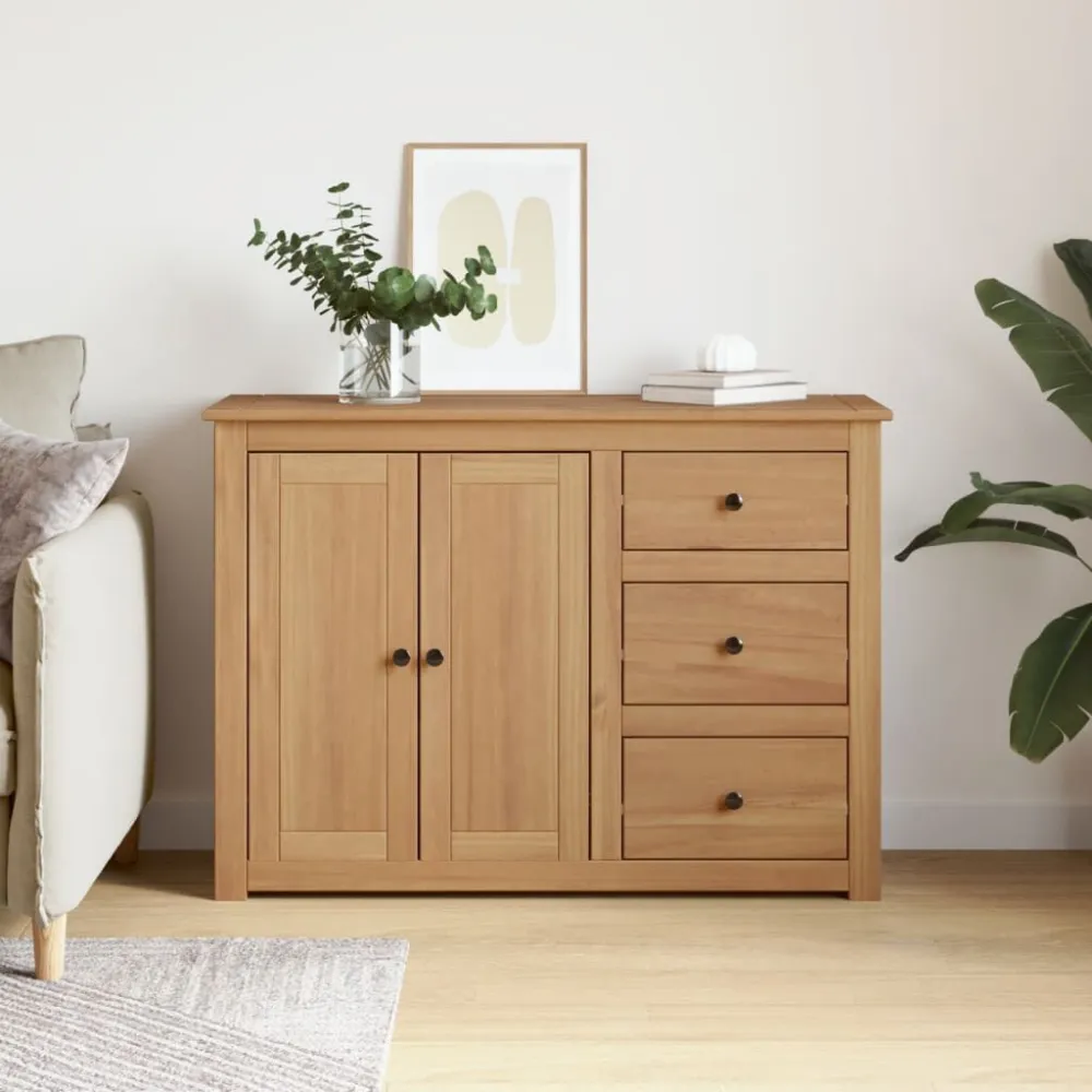Credenza con Cassetti Panama 112x40x80cm Legno Massello di Pino