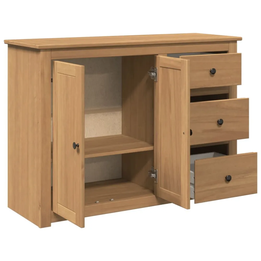 Credenza con Cassetti Panama 112x40x80cm Legno Massello di Pino