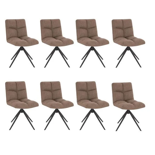 HOME DELUXE Set di 8 sedie girevoli per sala da pranzo NODA – Tessuto Grigio/Marrone 50876