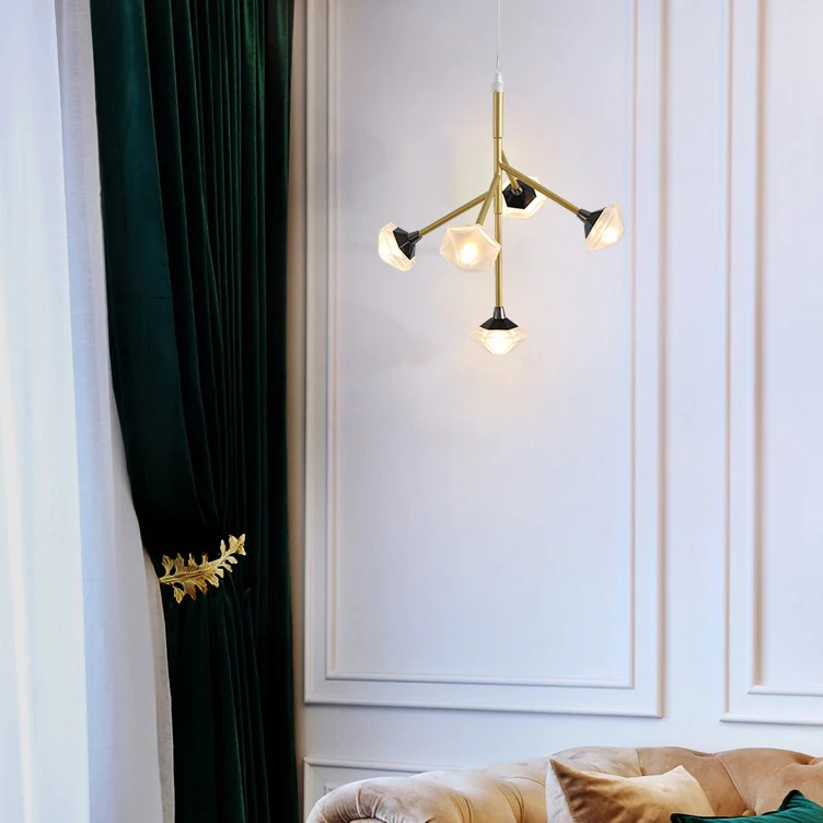 Lampadario fiori metallo e acrilico Cucina Sala da pranzo Lampada sospensione moderna G4 5 luci
