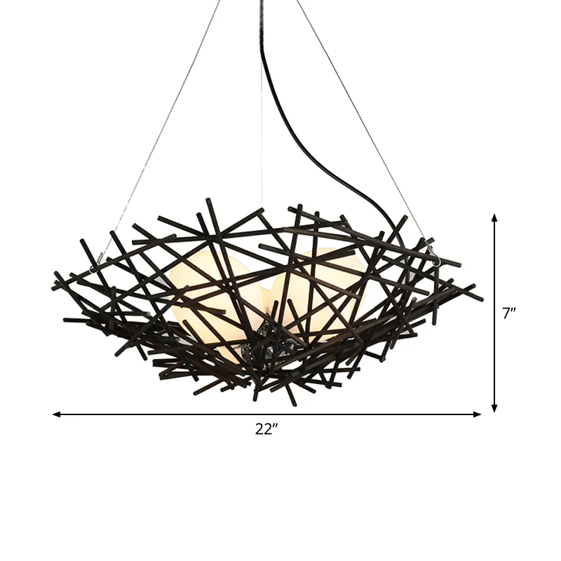 Lampadario Nest Illuminazione Lampada sospensione soffitto da caffè bambù giapponese da 18 "/ 22" di larghezza 3 lampadine