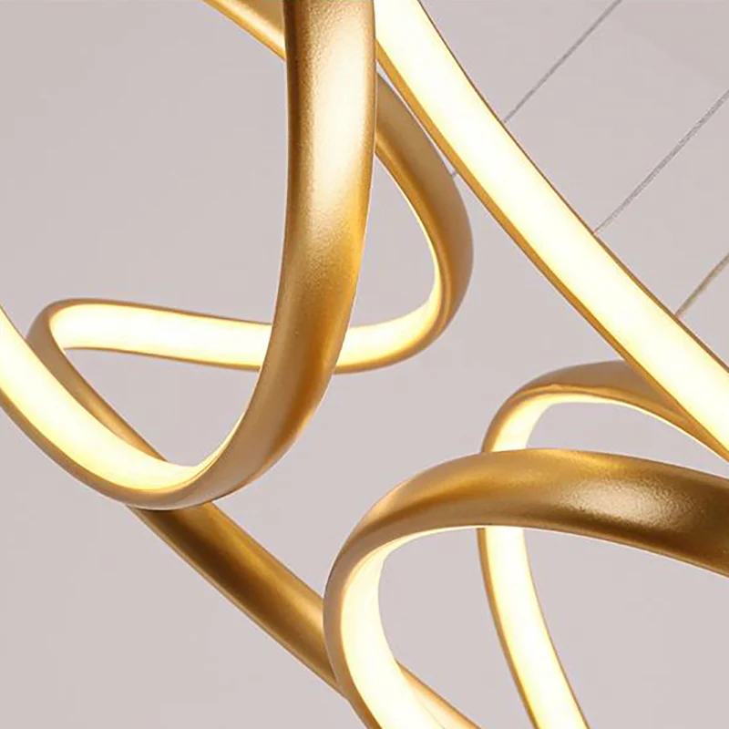 Lampadario ondulato acrilico Lampada sospensione LED lineare oro/caffè per sala da pranzo, larghezza 14"/19,5"