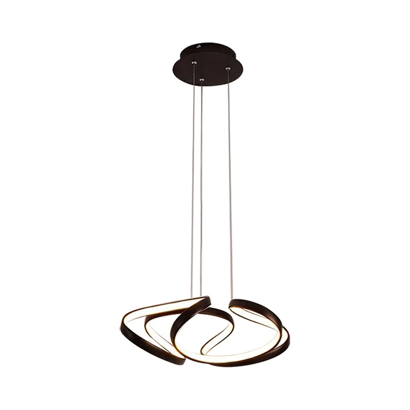 Lampadario ondulato acrilico Lampada sospensione LED lineare oro/caffè per sala da pranzo, larghezza 14"/19,5"