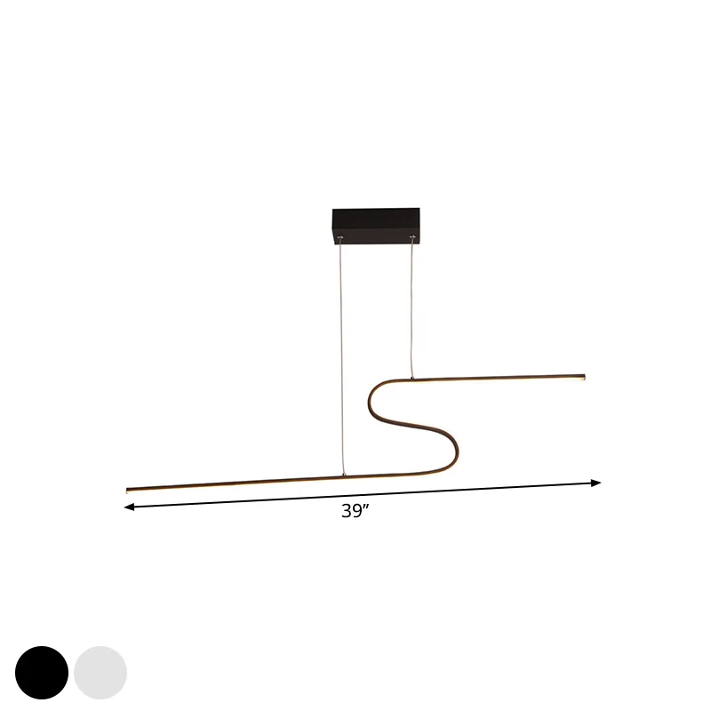 Lampadario sospensione LED per sala da pranzo metallica con luce minimale isola lineare forma di Z luce calda/bianca, nero...