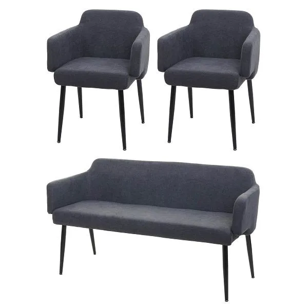 Mendler HWC-L13 set per la sala da pranzo set di 2 sedie + panca gruppo per la sala da pranzo set per la sala da pranzo te...