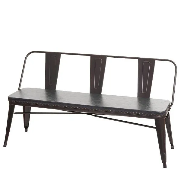 Mendler panca 3 posti HWC-H10 panca guardaroba panca sala da pranzo similpelle Chesterfield Industrial Gastronomy nero-gri...