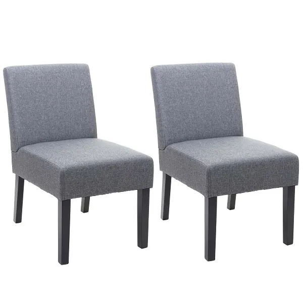 Mendler set di 2 sedie da pranzo HWC-F61 sedia lounge chair tessuto/tessuto grigio tenebroso 70172