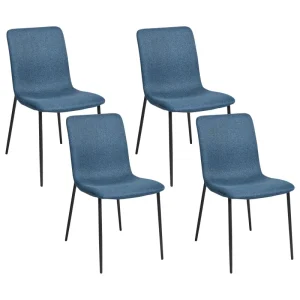 Set 4 Fabric Dining Chairs Dark Blue GLENDIVE