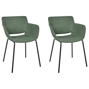 Set 2 Fabric Dining Chairs Green AXTEL