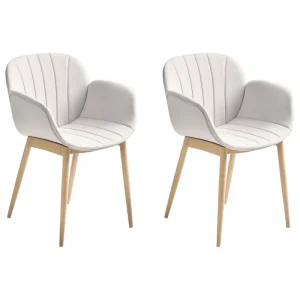 Set 2 Fabric Dining Chairs Grey ALICE