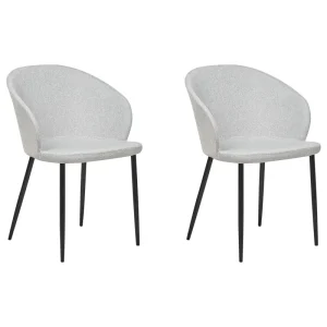 Set 2 Fabric Dining Chairs Light Grey MASON