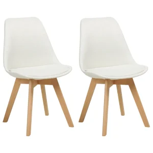 Set 2 Fabric Dining Chairs Off White DAKOTA II