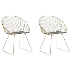 Set 2 Metallico Accent Chairs Gold AURORA