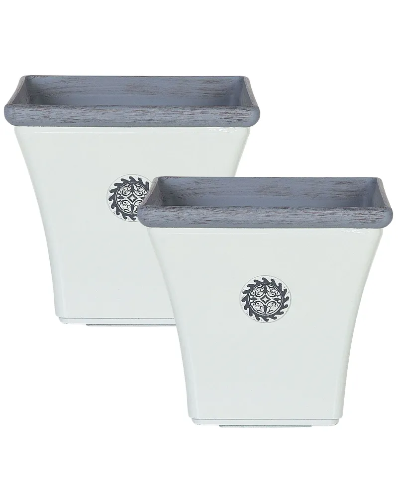 Set 2 Plant Pots ELATEIA Stone White