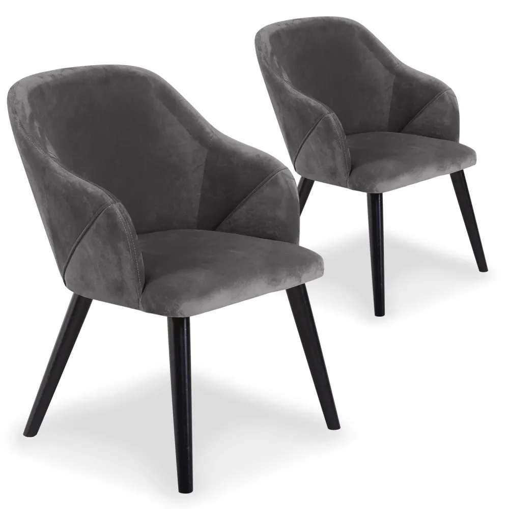Set di 2 poltrone Liberto velluto grigio