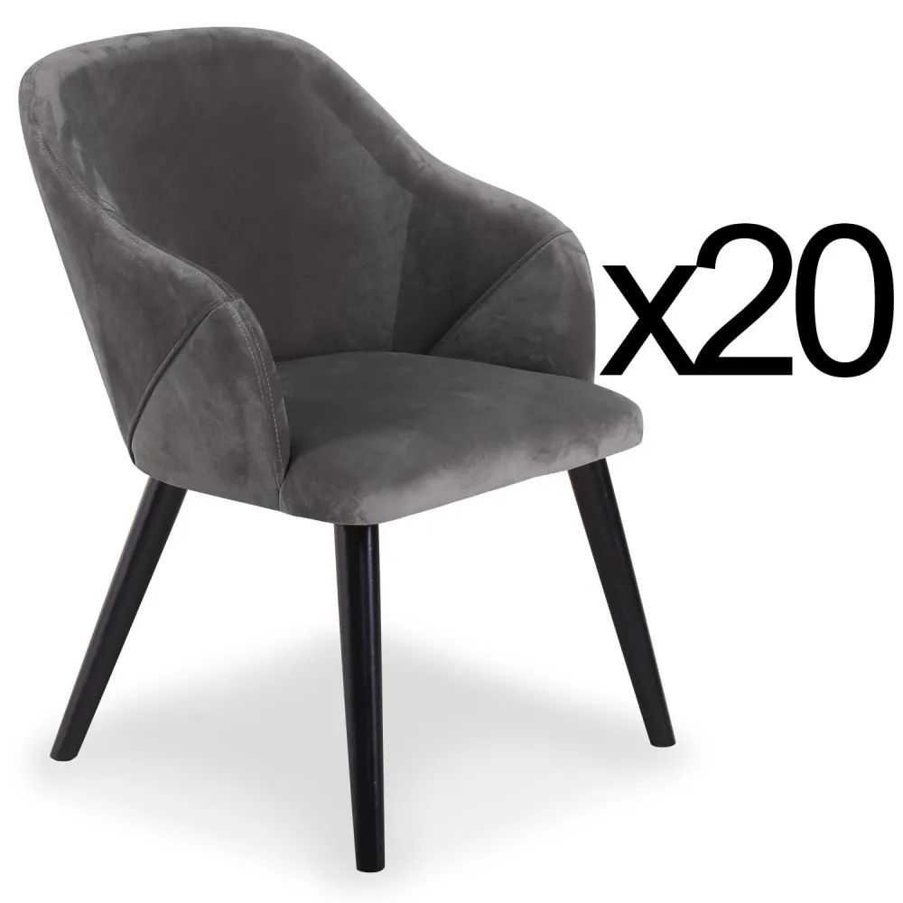 Set di 20 poltrone Liberto velluto grigio