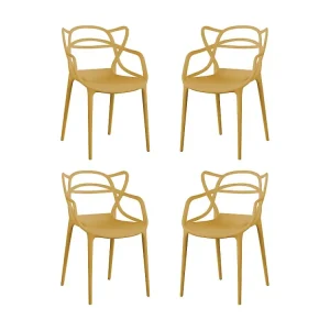 Set Di 4 Sedia Polipropilene Plastica Grigia Di Alta Qualità Di Design Per Interno E Giardino Stile Attuale Per Sala Da Pr...