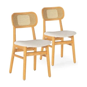Set di 2 sedie Boira rovere con tessuto shearling e rattan sintetico