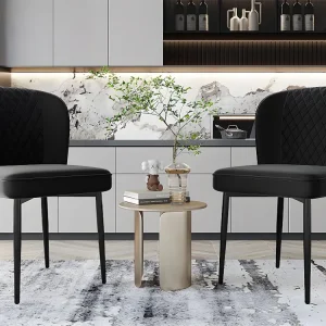 Set di 2 sedie imbottite Vellutato - struttura metallo - Nero