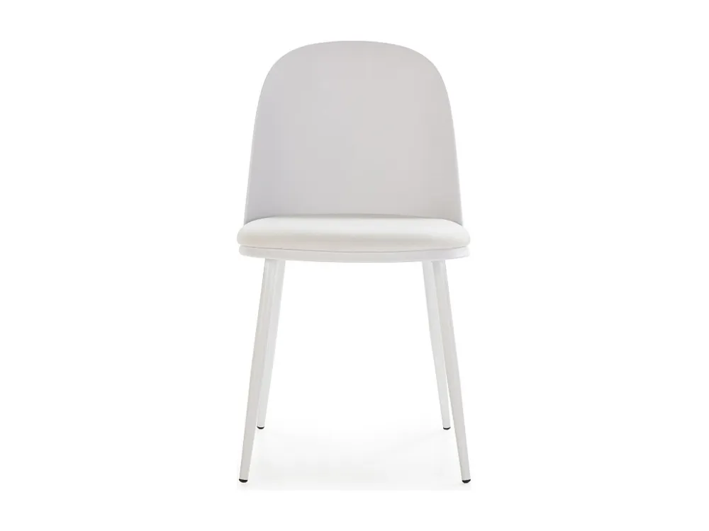 Set di 4 sedie Kana bianche, gambe metallo e seduta imbottita