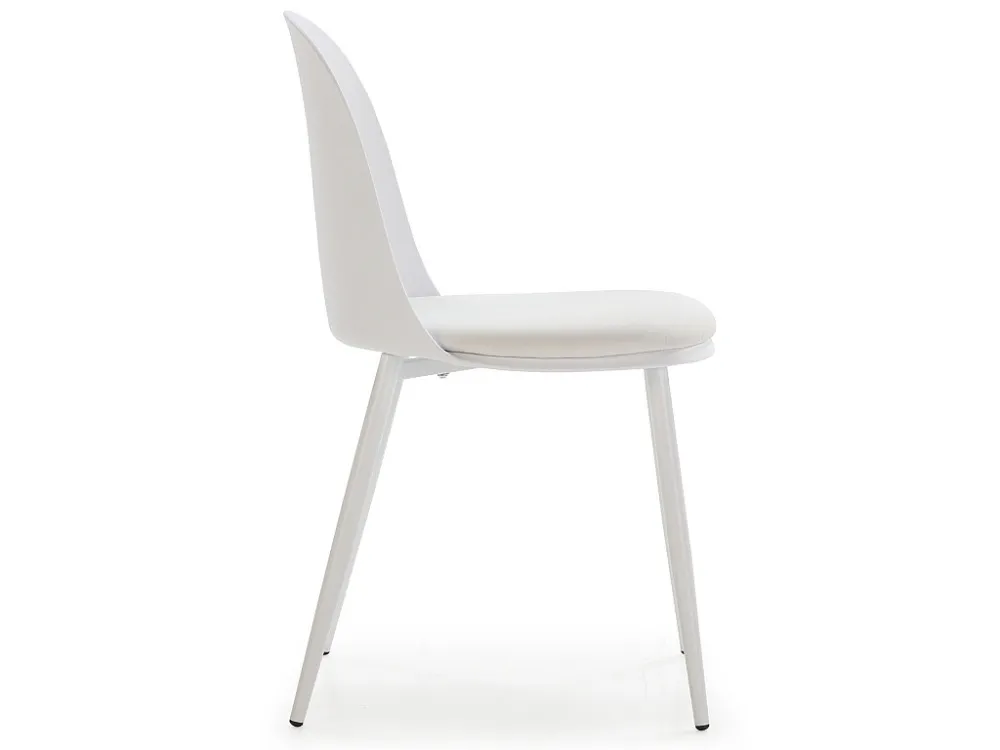 Set di 4 sedie Kana bianche, gambe metallo e seduta imbottita