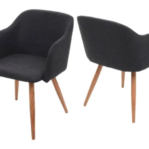 Set 2x sedie MCW-D71 design retrò anni 50 metallo tessuto antracite