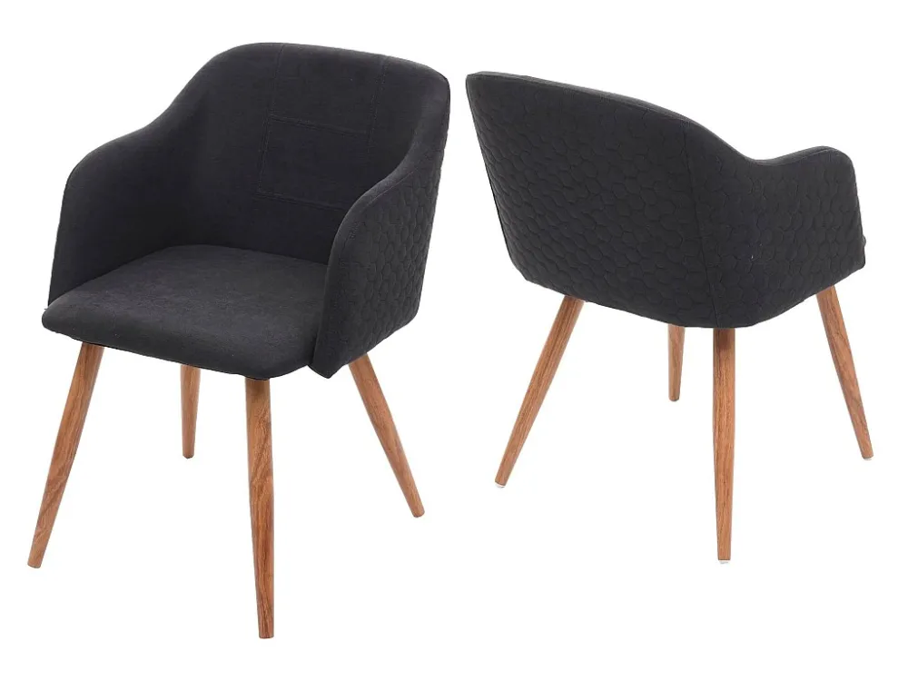 Set 2x sedie MCW-D71 design retrò anni 50 metallo tessuto antracite