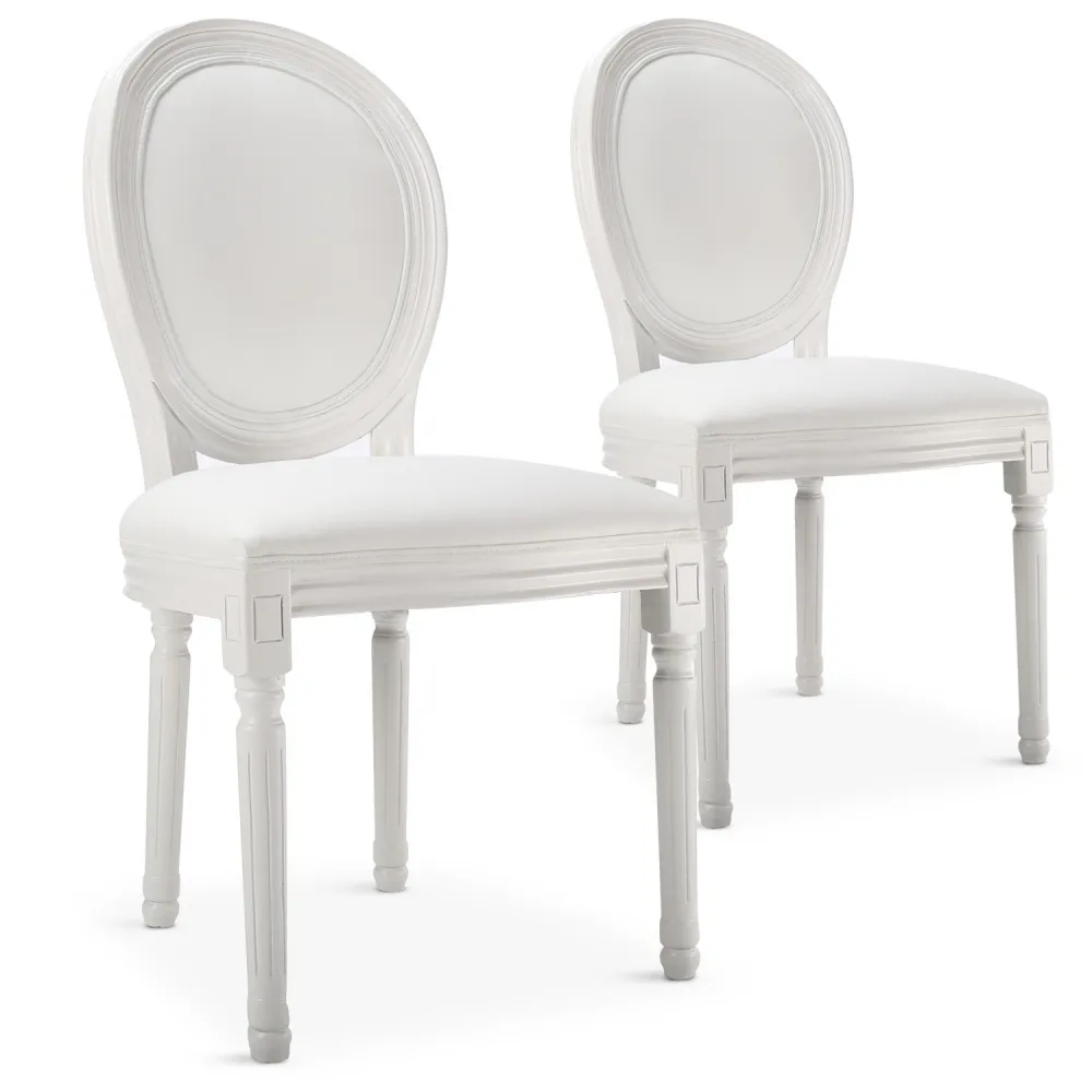 Set di 20 sedie Medaglione Luigi XVI similpelle (PU) bianche